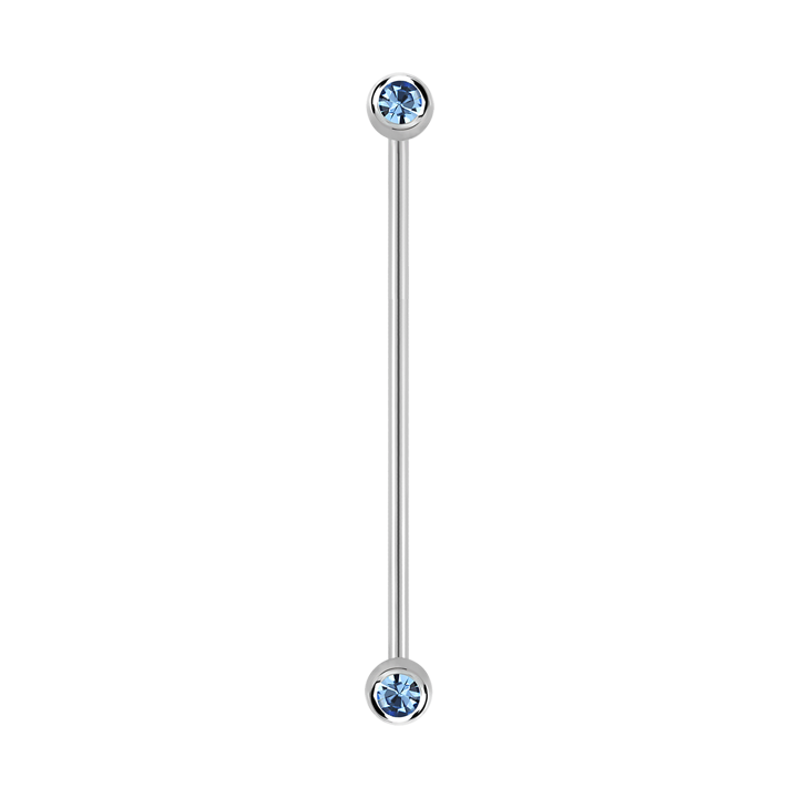 14g Surgical steel Industrial barbell Light Sapphire