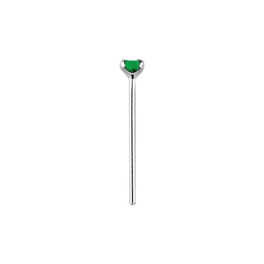 Sterling Silver Emerald Claw Nose Stud