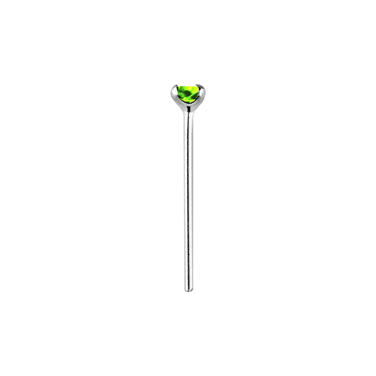 Sterling Silver Peridot Claw Nose Stud