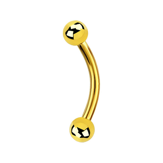 16g Premium PVD Plated Gold Surgical Steel Banana Bar